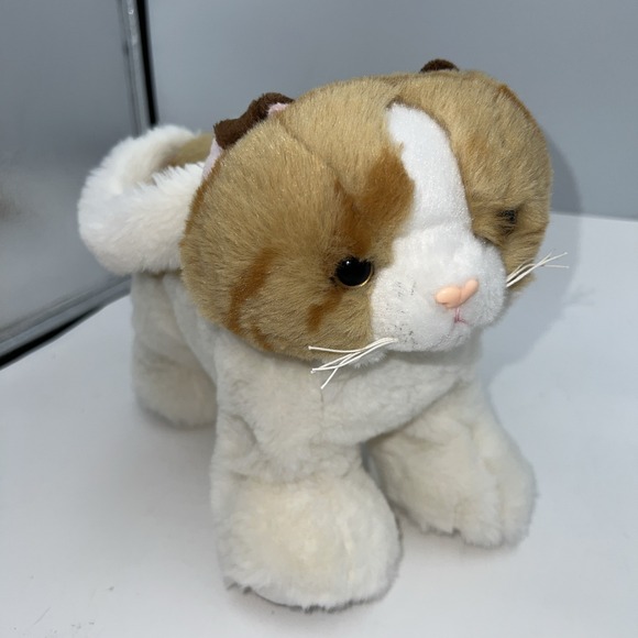 Plushies White/Brown Huggable Stuffed Animal Soft Plush Kitty Cat Purse Handbag - Picture 1 of 13